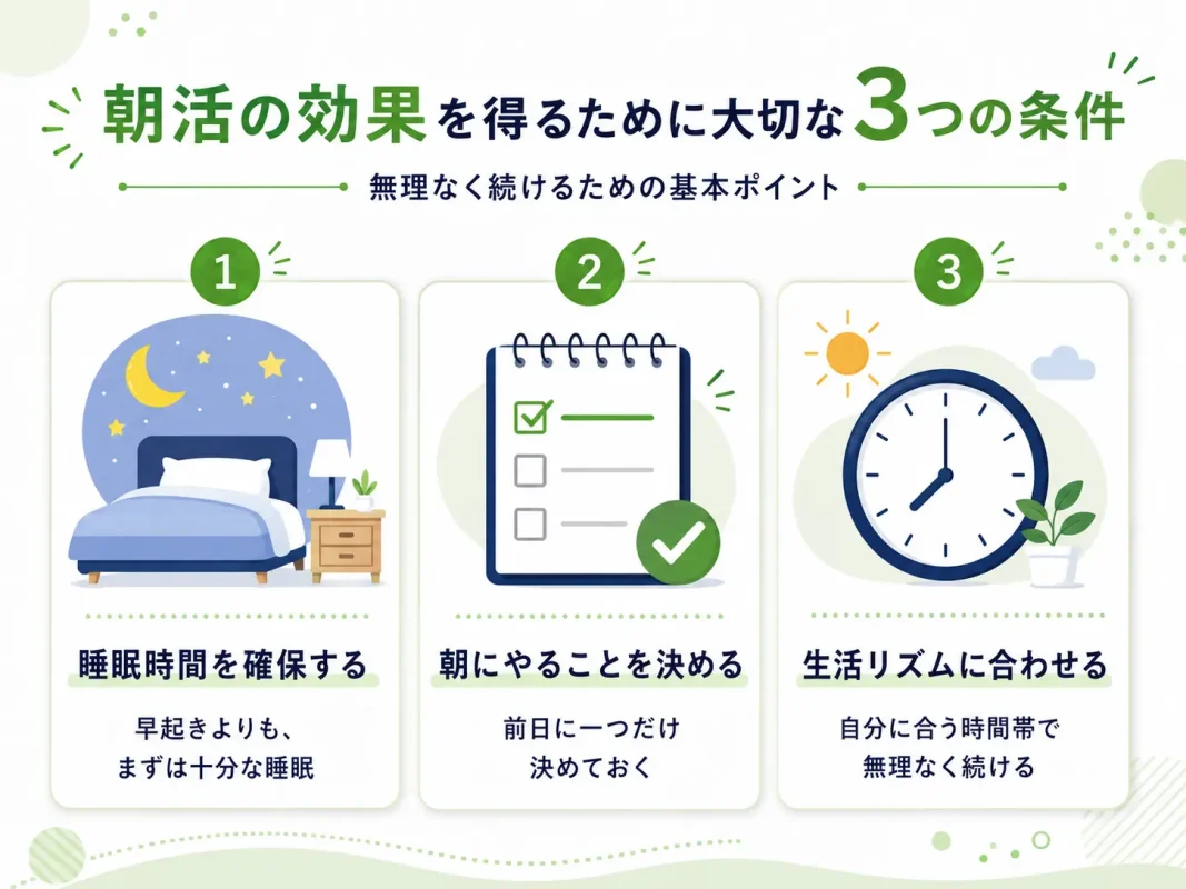 朝活の効果を得るために大切な3つの条件