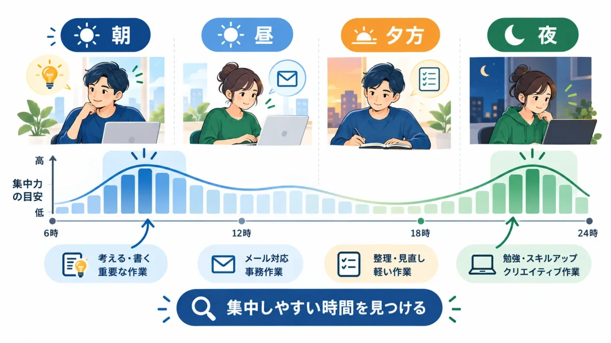 一日の中から自分が集中しやすい時間帯を見つける方法